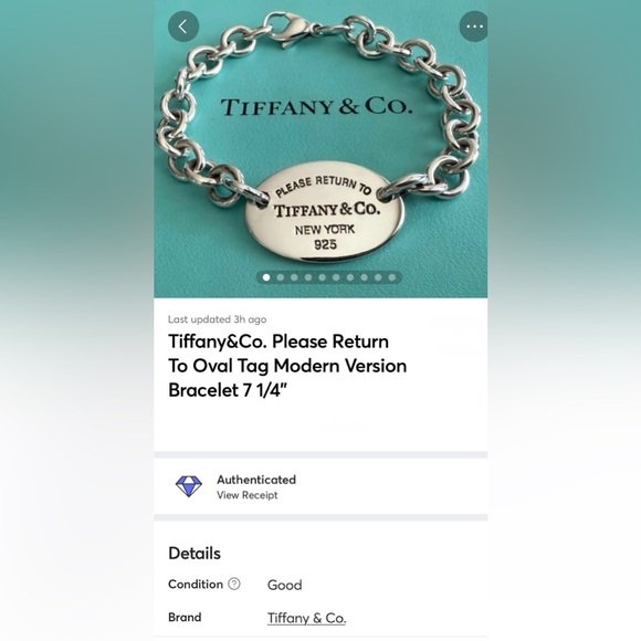 Tiffany&Co. Please Return To Oval Tag Modern Version Bracelet 7 1/4” - Picture 3 of 13